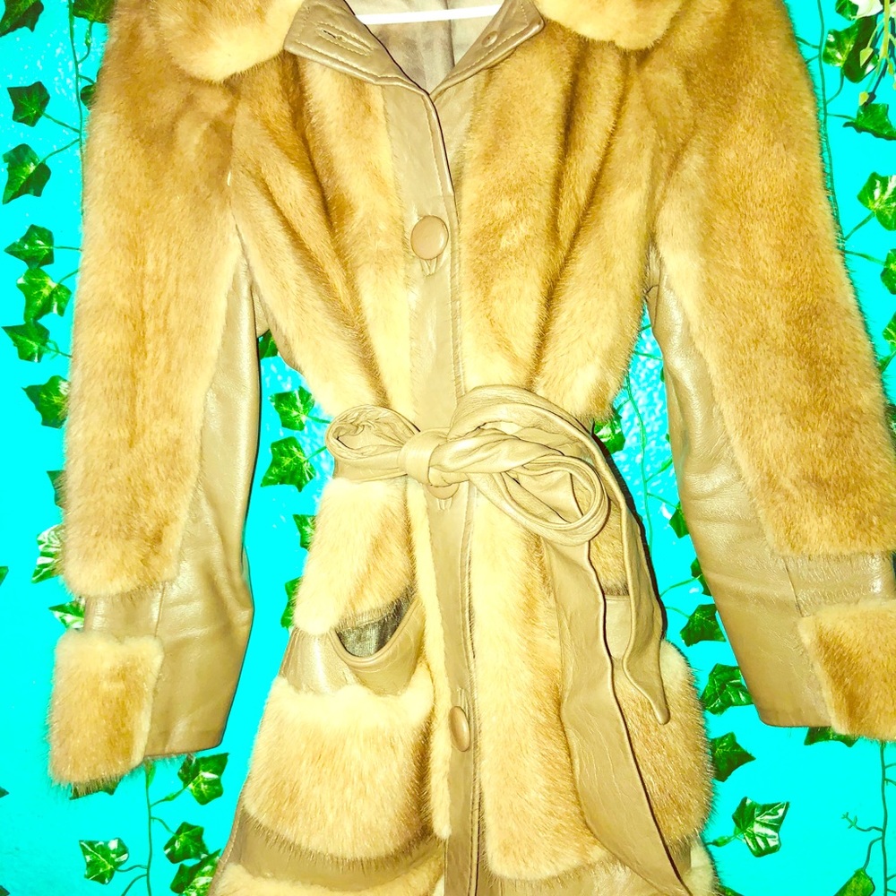 Vintage Leather&Mink Peacoat From the 60s